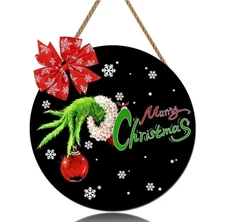 Merry Christmas Decoration Santa Grinch Snowflakes Wooden Door Wall VIP Luxury