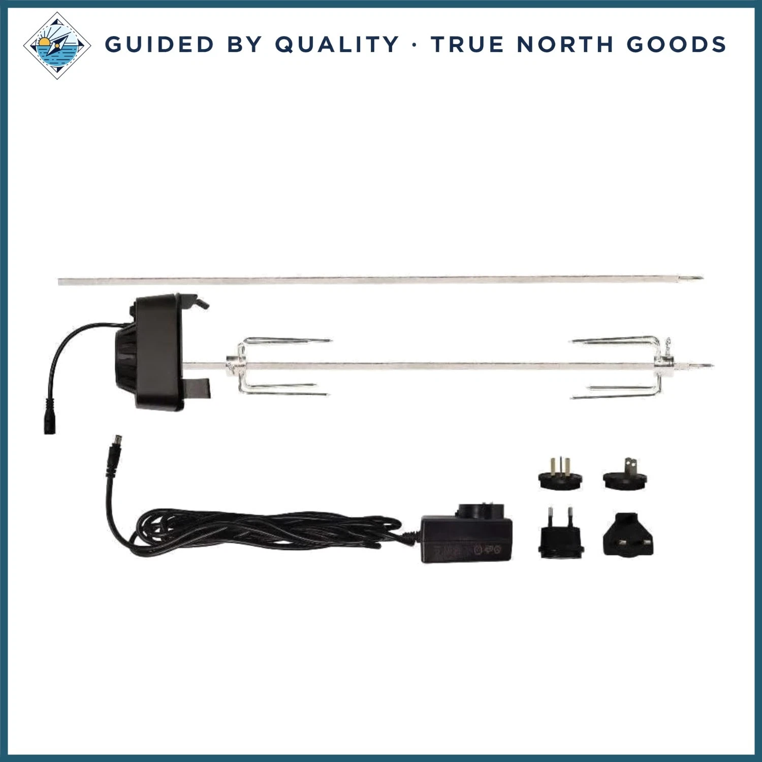 Gravity Series Rotisserie Kit with Interchangeable Spit Rods and Electric Motor