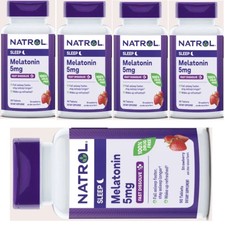 Natrol Melatonin Fast Dissolve 5 mg Strawberry 90 Tabs Each Pack of 5