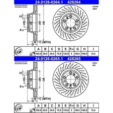2x ATE BREMSSCHEIBEN 350mm HINTEN passend für PORSCHE 911 997 GT3 - TURBO S