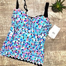 Profile by Gottex Lettuce Ruffle Sweetheart Tankini Top Swimsuit 34D Swimwear