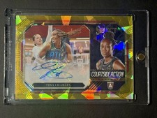 2024 WNBA Select 🏀 Tina Charles Auto #d/10 Gold Courtside Action Atlanta Dream