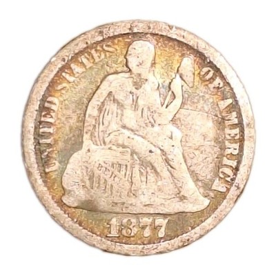 Nice Light Toning 1877 Seated Liberty Dime Nicer Obverse Genuine US Silver Coin