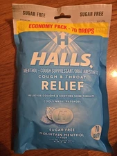 HALLS Relief Mountain Menthol Sugar Free Cough Drops, Economy Pack, 70 Drops