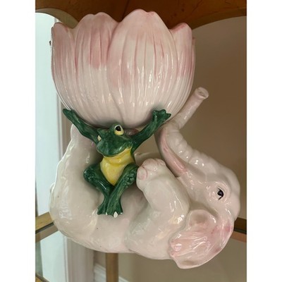 Vintage Sigma elephant Frog Ceramic Vase Planter centerpiece palm beach Japan 