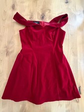 Cider Red Velvet Off-the-Shoulder Mini Skater Dress
