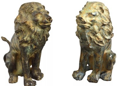 BRONZ FIGUREN/ LÖWEN  ZWEI STÜCK 