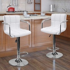 Swivel Bar Stool w/ Arm PU Leather Modern Adjustable Hydraulic Barstool