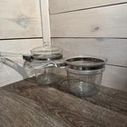 Lot Of 3 Pyrex Clear Flameware 2 Qt 6283-U 6763U Saucepans Lid P81 Fits Both