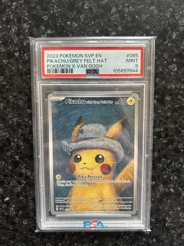 2023 POKEMON SVP POKEMON X VAN GOGH #085 PIKACHU WITH GREY FELT HAT PSA 9