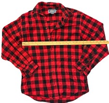 Vintage 1960s Woolrich Buffalo Plaid Red Wool Flannel Shirt Men  s Size Small