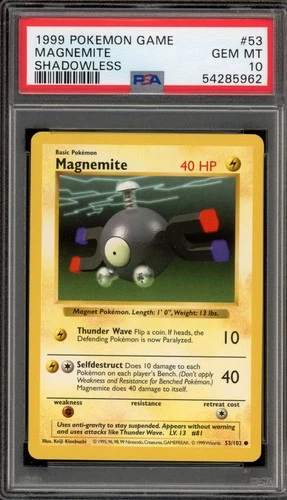 Pokemon Magnemite Base Set Shadowless #53 PSA 10 Gem Mint