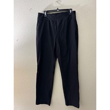 Black Straight Leg Pull On Dress Pants Professional Office Trousers StretchA910