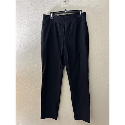 Black Straight Leg Pull On Dress Pants Professional Office Trousers StretchA910