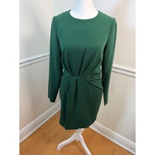 Line & Dot Green Long Sleeve Twist Front Knee Length Dress Women Size XS