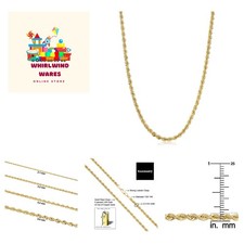 Solid 14k Yellow Gold Filled Rope Chain Necklace for Men and Women 2.1 mm, 3....