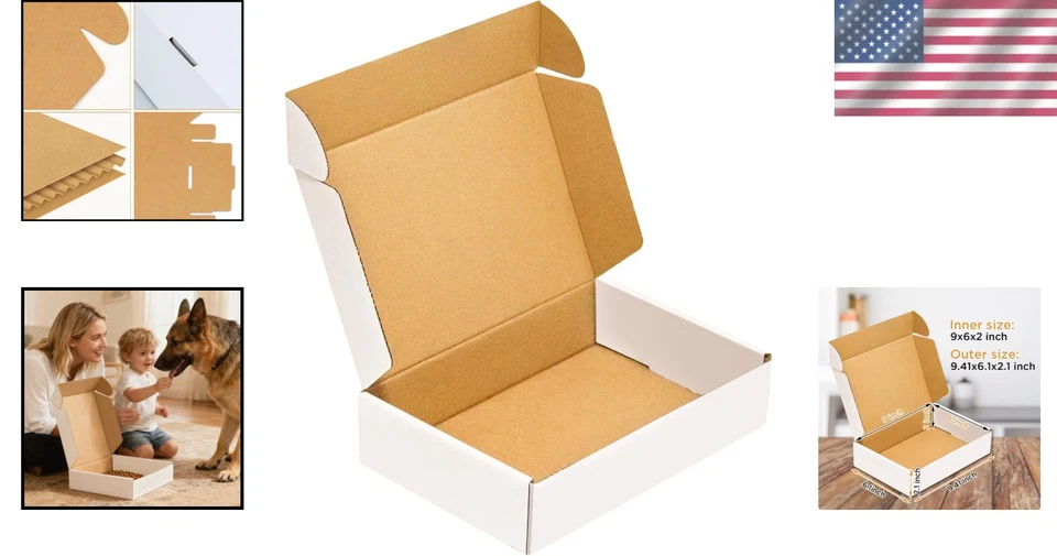 50 White Shipping Boxes, 9x6x2, Corrugated Mailer - Image 2 of 4
