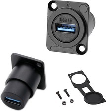 PENGLIN 2PCS USB 3.0 Waterproof Socket, D-Type Panel 2PCS USB3.0 , Black