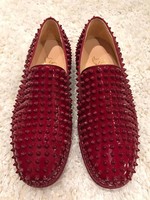 Christian Louboutin Roller Boat Carmin Red Spike Patent Low Sneaker Flats 40 Christian Louboutin Roller Boat Carmin Red Spike Patent Low Sneaker Flats 40