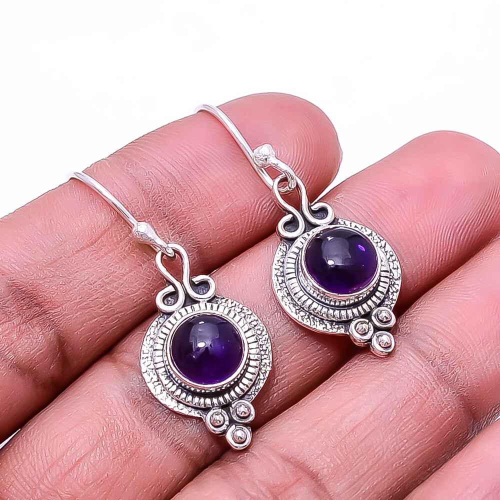 Purple Amethyst - Brazil 925 Sterling Silver Earring 1.40