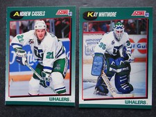 1991-92 Score Rookie and Traded Hartford Whalers Team Set of 2 Hockey Cards