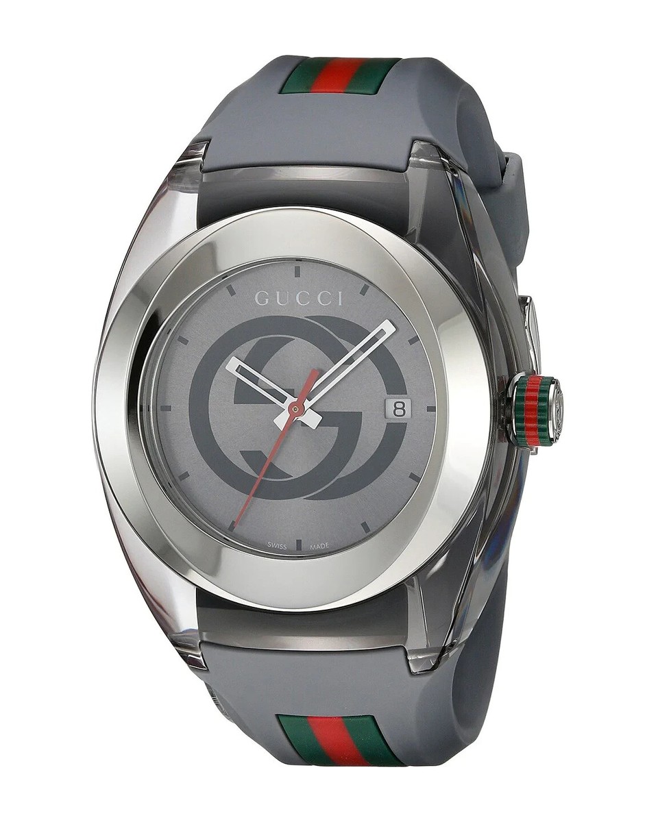 Gucci Sync XXL Men's Gray Dial Rubber Band Watch - YA137109 | eBay