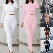 2pcs Seamless Yoga Set Women Crop Top Leggings Sports Gym Outfit Pants UK