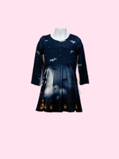 NWT Girls Halloween Dress Pumpkins Bats Creepy House Size S 4-5 Spooky Fall Girl