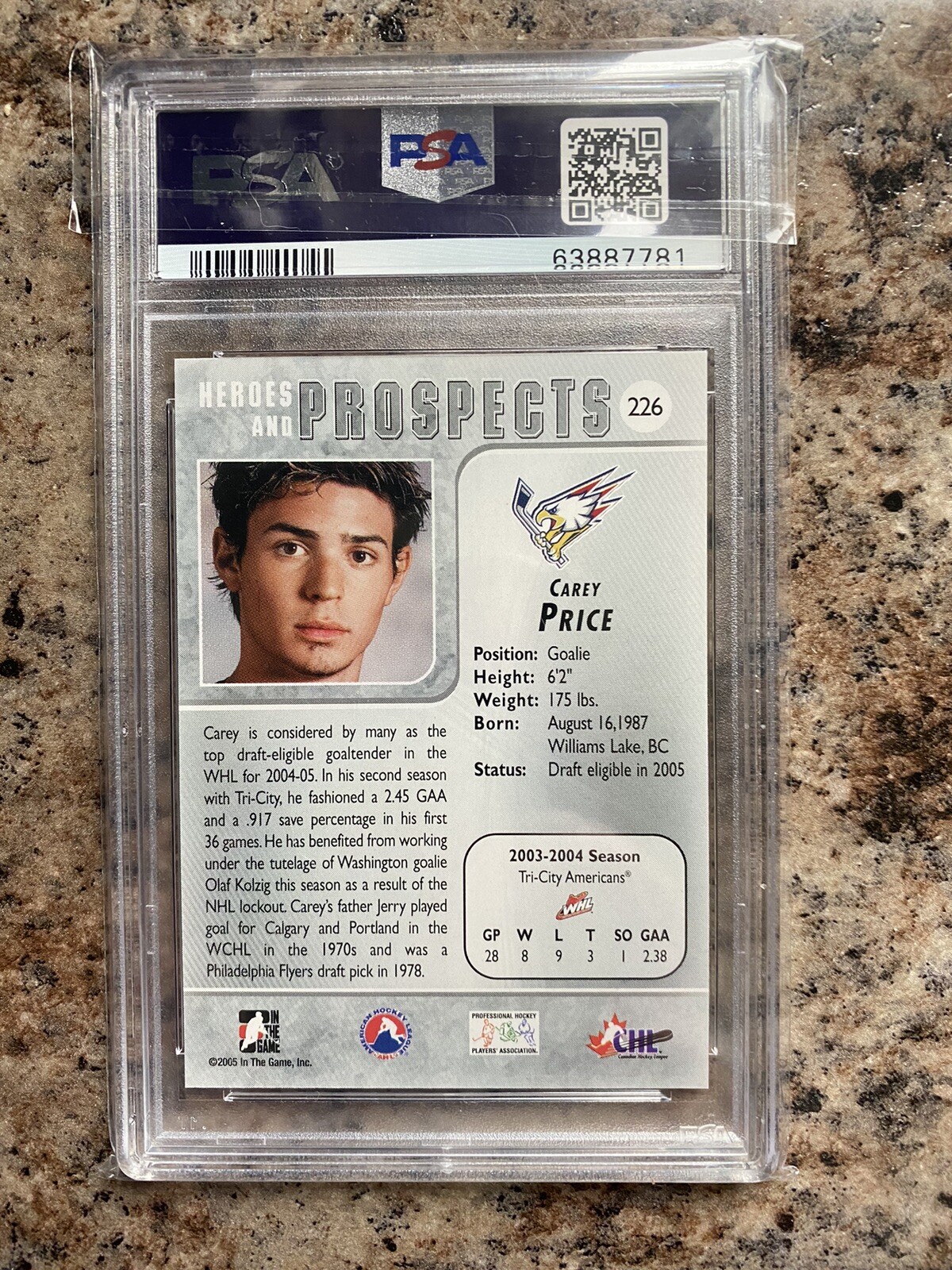 2004 Heroes Prospects Carey Price Rookie RC PSA 10 pre 2007 eBay