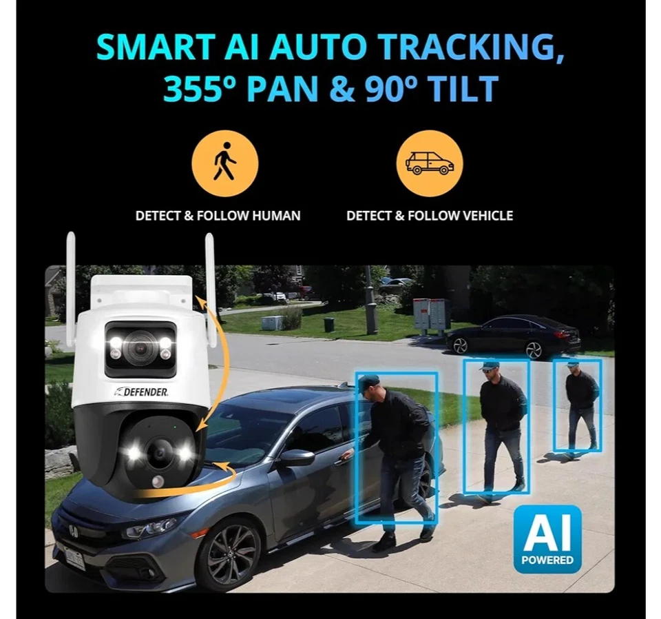 NIB  AI Powered Guard Pro 3K Plus Dual Lens PTZ WiFi 6, Plug & Play Security Cam - Image 2 of 4