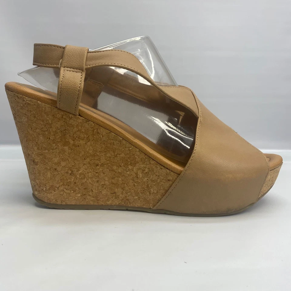 Kenneth Cole Reaction Talla 9.5 M Beige Gladiador Cuero Mujer Sandalia Zapatos Foto 4 de 4