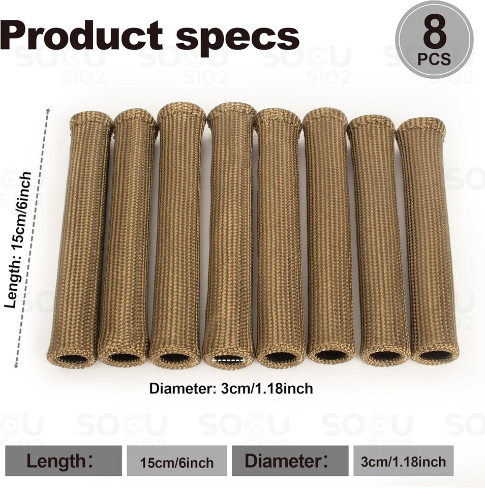 8x Spark Plug Header Boots 2500° Spark Plug Heat Shield Sleeve Wire ...