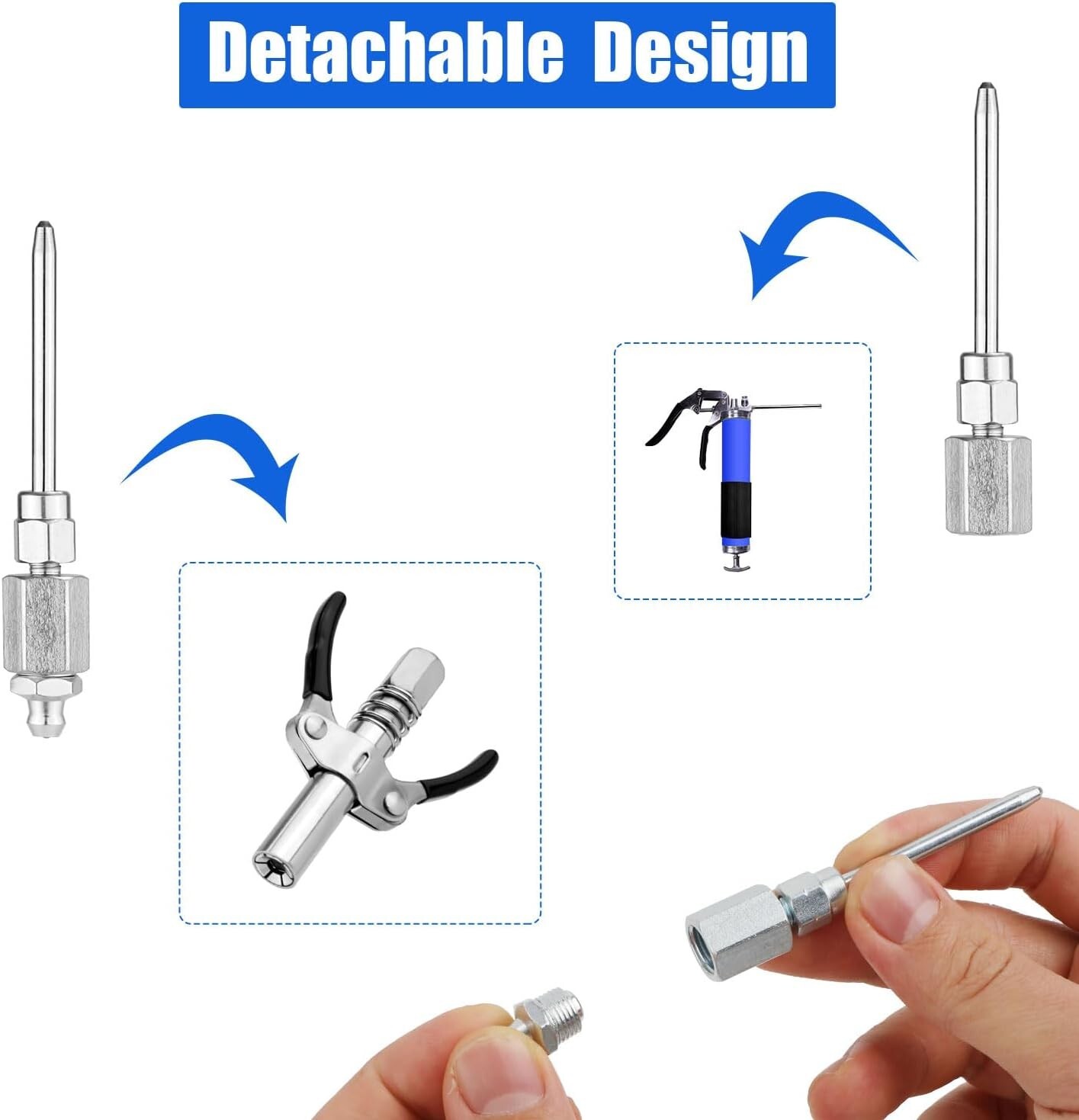 Grease Gun Accessory Kit 90 Degree Coupler Adapter Needle Tips Dispenser Steel