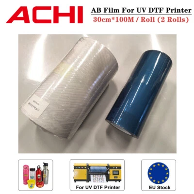 ACHI 30cm*100M AB Film Transfer Sticker For A3 UV DTF Printer 2 Rolls EU Stock