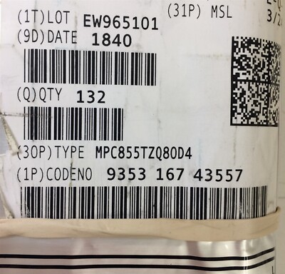 MPC855TZQ80D4 NXP FREESCALE IC MPU MPC8XX 80MHZ 357BGA 1 UNIT