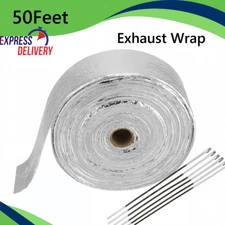 2" x 50' Adhesive Exhaust Header Pipe Wrap Heat Shield Tape Exhaust Heat Wrap US