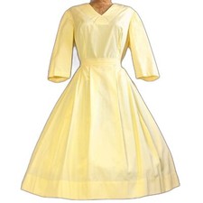 Vintage 50s Pastel Pale Yellow 2 Piece Top  Full Circle Skirt Set Mad Men
