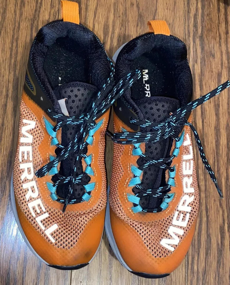 MERRELL Womens Trail Running Shoes Orange aqua blue gray Soles Size 7 Vibram