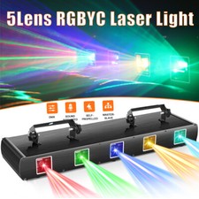 DMX512 Luce di scena laser RGBYC 5 lenti attivata dal suono per feste DJ certificata CE