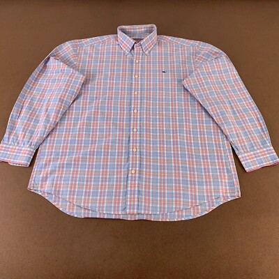 Vineyard Vines Men's Size Large Colorful Plaid Cotton Long Sleeve Whale Shirt