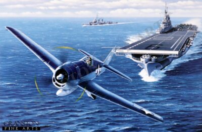Grumman F6F-5 Hellcat Marine Luftfahrt Kunstdruck USS Essex. McCampbell signiert