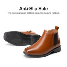 Boys Dress Shoes Chelsea Boots Side Zipper Classic Dress Boots Easy On/Off
