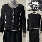 EMILIO PUCCI Italy Black/White Cotton Boucle, Print Silk Trim 36IT/6-8Aust/2-4US