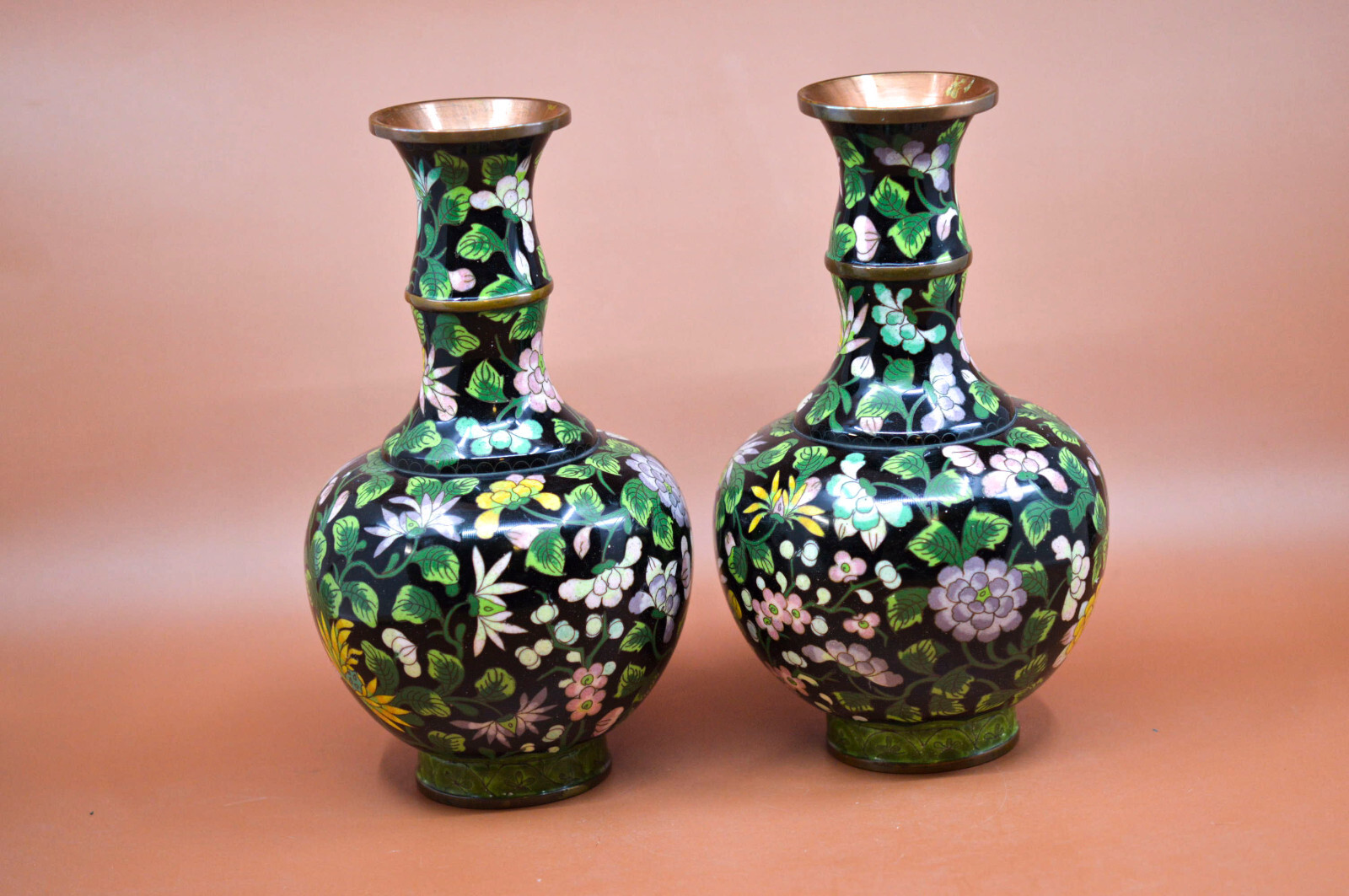 Antique, Chinese, pair, cloisonne vases, 9 inches tall eBay