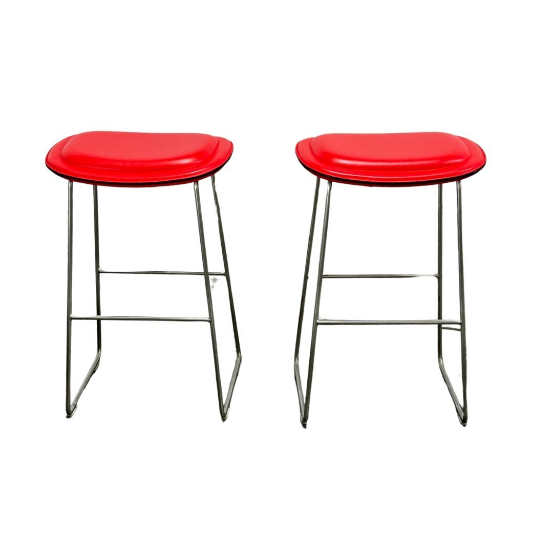 Cappellini Red Hi Pad Bar Stool by Jasper Morrison, Set of Two