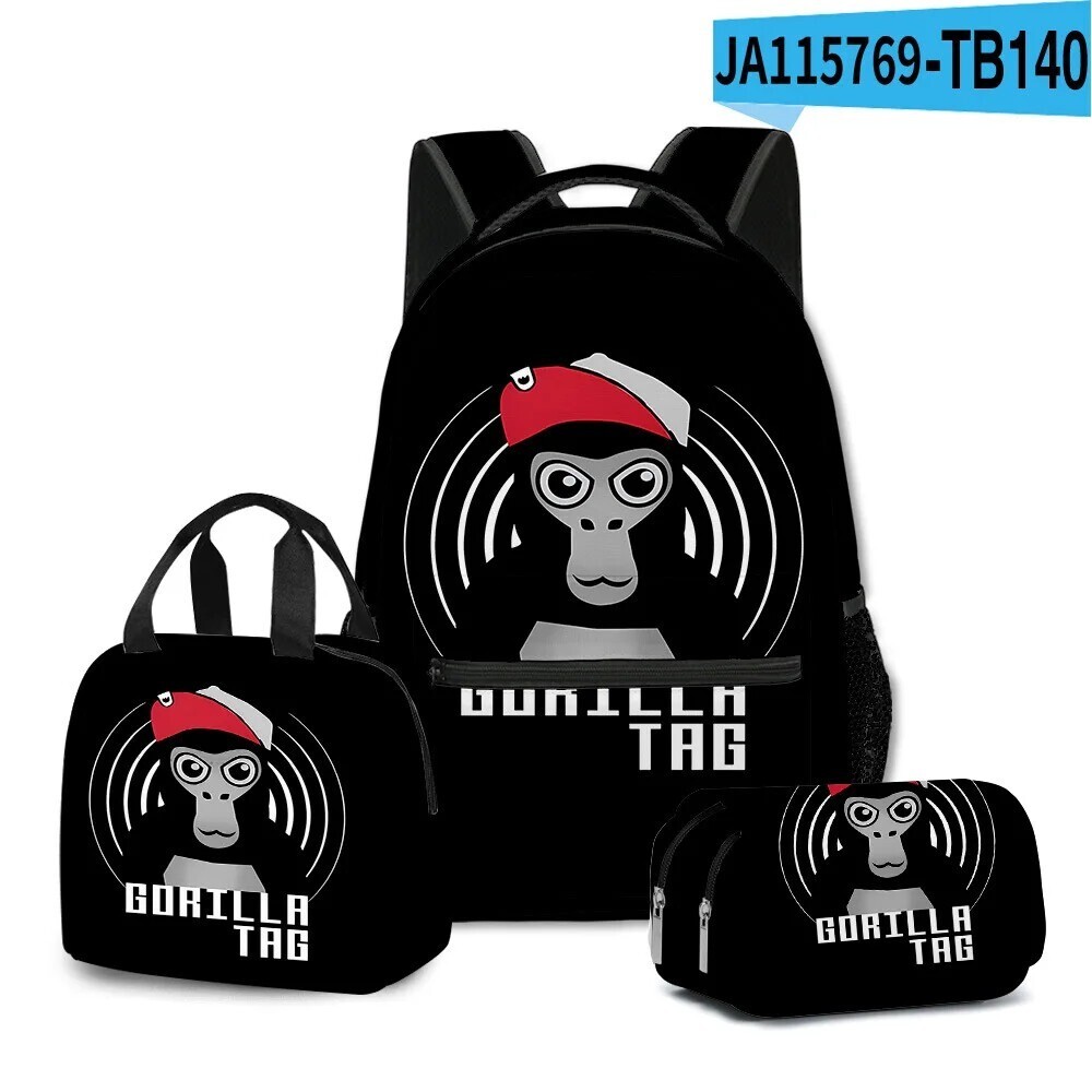 Gorilla tags 3D Print 3pcs/Set Laptop Daypack Backpack Lunch bag Pencil Case image 8
