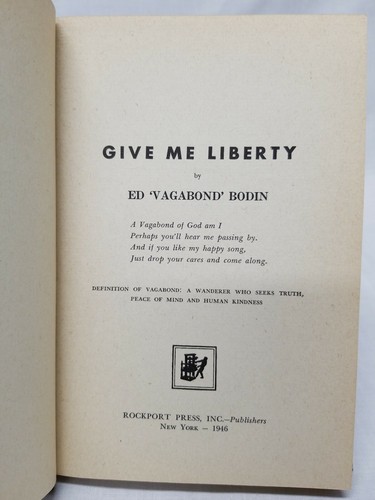 Antique 1946 Ed 'Vagabond' Bodin / GIVE ME LIBERTY - First Edition - Picture 5 of 12