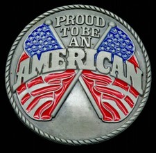 Proud To Be American USA Flags Patriotic Belt Buckle