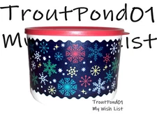 Tupperware Holiday Christmas Cookie Canister Basic Bright 2.1L Round Snowflakes