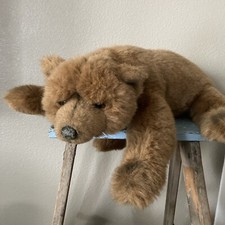 20" Applause Avanti Limited Edition Brown Sleeping Bear Stuffed Plush 1986